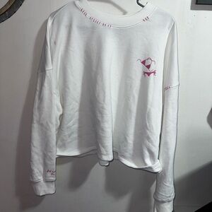 Wild Fable White Sweatshirt with Pink Accents